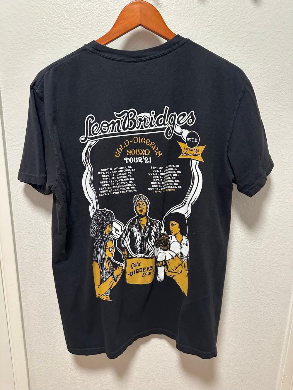Leon Bridges graphic tee "Gold-Diggers Sound Tour '21", Size Large